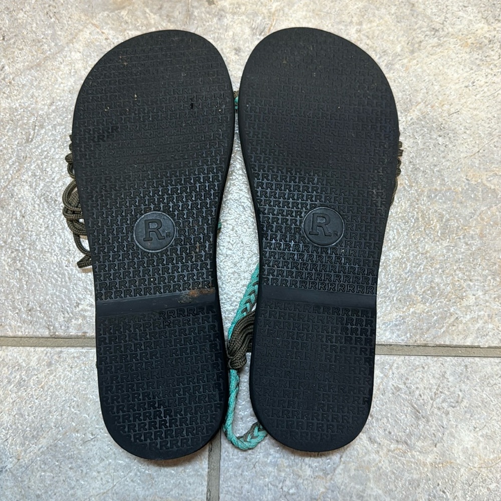 Plaka Palm Leaf Turquoise and Brown sandal size 8 - Picture 4 of 5